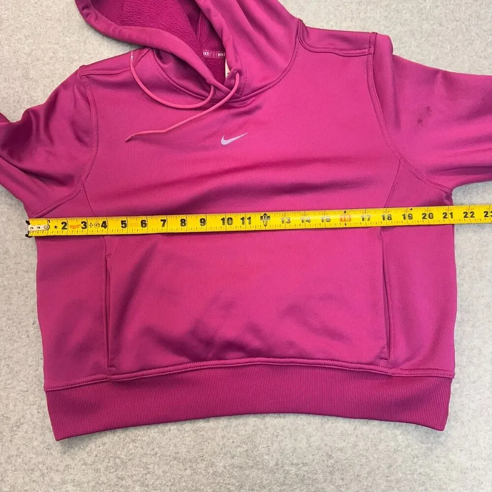 Nike Therma-FIT Fleece Matching Set Hot Fuchsia Pink Sweatshirt Joggers M Crop